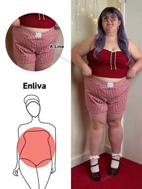 Enliva Día de San Valentín, pantalones cortos holgados de mujer talla grande con patrón de cuadros y cintura elástica
