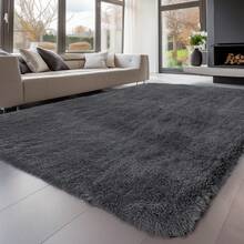 Sour Lemon Rugs Living Room 200x300cm, Grey Area Rugs For Bedroom, Washable Anti Slip Extra Large Shaggy Soft Rug Fluffy Modern Floor Carpets Mat Beside Carpet, Long Runner Rug For Hallway - Pure Dark Grey - View 4