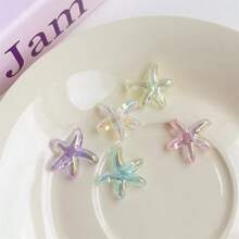 10/20/30 piezas Mezcla de colores aleatorios - Cuentas de estrella de mar chapadas en colores cambiantes - Pequeños aditamentos marinos brillantes y transparentes con agujeros pasantes para manualidades de joyería, cadenas de teléfono, pulseras y llaveros, proyectos de cuentas, diseño de cuentas iridiscentes, material de cuentas duradero