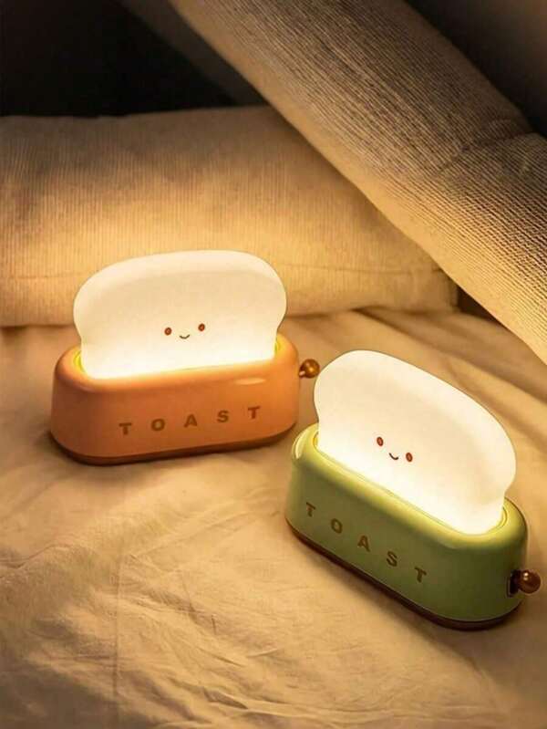 1pc Rechargeable Toaster Lamp, Children's Bedroom Lighting, Cute LED Bread Maker Shaped Nightlight For Bedroom, Bedside, Living Room, Dining Room, Office Desk, Perfect Birthday, Graduation, Wedding, Mother's Day, Decorative, Baby Shower Gift, Ideal Present For Friends And Family
