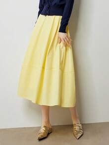 Minimalist A-Line Skirt, High Waisted Women Casual Versatile Long Umbrella Skirt