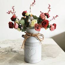 1pc Retro Distressed Flower Vase Iron Art Milk Jug Vase Decor Gifts Birthday Graduation