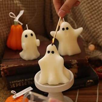 Cute Ghost Scented Candle, Fragrant Aroma, Home Decor, Halloween Desktop Ornament