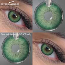 1 par de lentes de contacto de color y aumento para los ojos, de color azul, verde, marrón, gris o negro, de 14,5 mm, lentes cosméticos desechables anuales para citas, uso diario o fiestas - Desechable Anual - Ver 8