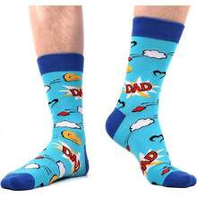 Men's Funny Novelty Crazy Pattern Dress Socks For Gifts - Red/Blue/Black/Multicolor Super Dad-4m - View 7
