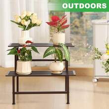 Metal Plant Stand Outdoor Plant Shelf Indoor,2 Tier Heavy Duty Ladder Plant Stands For Multiple Plants,26" L X 20.25" H X 17.75" W,Coffee - 銀色 - 查看 8