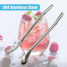 6 PCS Bombilla Yerba Mate Straws, Reusable Gourd Drinking Filter Spoon Straws 304 Stainless Steel 6.1 Inch, Long Beverage Pipe Stirring Filter Spoon For Mate Tea Coffee Travel Cup Beach Cocktail