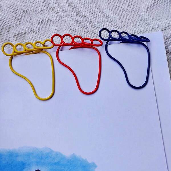 15/25 pièces de trombones de différentes formes de pied en 3 couleurs, trombones mignons, petite taille, clips pour marque-pages de bureau - fournitures de bureau en métal amusantes pour l'école et la maison, pour la rentrée scolaire, fournitures scolaires
