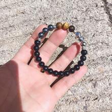 1pc/ And Individualistic/Punk/Business/Natural Tiger's Eye, Black Gallstone, Obsidian, Cut Stone/Adjustable Bracelet/Suitable For Men's Party, Business, Daily Casual Wear, Graduation Season, Halloween, Father's Day - A Daily Gift For Friends And Family