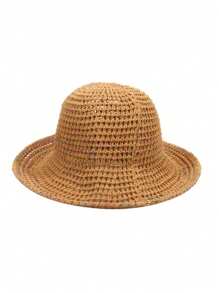 1 Peça Chapéu de Sol de Palha Dobrável Feminino - Aba Larga, Chapéu Balde Respirável, Leve para Férias de Verão, Praia, Atividades ao Ar Livre, Chapéu de Praia, Acessório de Viagem, Roupa de Praia Estilosa, Construção Durável, Amantes de Viagem, Essenciais de Férias