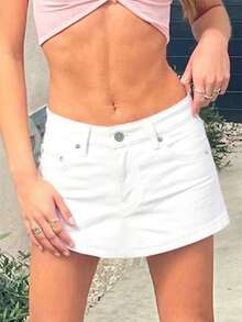 Jean Skirts For Women Sexy Mid Waist Sexy Mini Skirt Dress 2026 Y2k Clothes Denim Skirt - 白色 - 查看 3