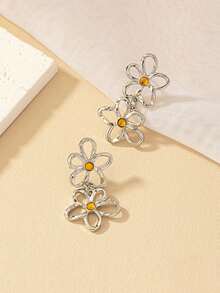 1 Paar elegante, einfache Blumen Ohrringe, Vintage Ambiente Ohrstecker für den täglichen Gebrauch