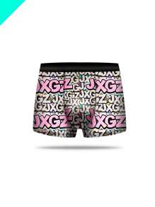 1pc Men's Boxer Briefs - Assorted Graffiti Prints, Casual Geometric Pattern Shortie Pantie , Comfortable, Casual Everyday Shorts With Vibrant Street Art Design, Everyday Underwear | Vibrant Print Boxers | Stretchable Fabric