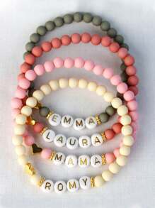 1pc Customized Name, Letter, Text Multicolor Bracelet, Vibrant Birthday Party Gift, Back To School Gift, Suitable For Teens And Youth Personal Bracelet