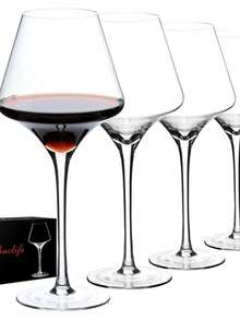 Red Wine Glasses Set Of 4 – 17.5oz Premium Crystal Wine Glass With Long Stem – Hand Blown Burgundy Wine Glasses – Unique Gift For Wedding, Anniversary, Christmas - 白色 - 查看 1