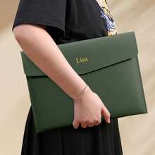 定制A4皮革文件袋，文件袋，布料袋，防水商务办公加厚按扣收纳袋，学生和教师返校必备，学习用品，返校购物，教室收纳袋，返校季礼物，毕业礼物，教师节礼物，男女通用，多用途，大容量，百搭，时尚秋季款，彰显魅力 - 彩色 - 查看 6