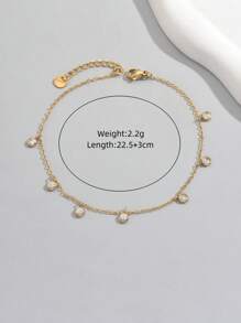 Colar com pingente de zircônia circular minimalista de aço inoxidável, banhado a ouro 18K, presente para festas e uso diário, 1 peça
