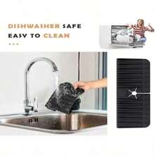 Silicone Kitchen Sink Organizer & Splash Guard - Multi-Functional Draining Tray For Sponge, Soap Dispenser And Cleaning Tools, 5° Incline Design For Faster Drainage, Leak-Proof Countertop Protection, Bathroom Storage | High Rim Organizer | Silicone Sink Mat
