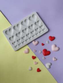 2/1 个 6.93 英寸心形硅胶模具（17.3 厘米）- 不含 PA 的烘焙模具，用于制作巧克力、糖果、果冻、蜡烛和肥皂 | 不粘 DIY 甜点工具 | 情人节烘焙配件 - 彩色 - 查看 2