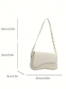 Bolso bandolera minimalista de unicolor con solapa, bolso de hombro clásico con textura para mujer
