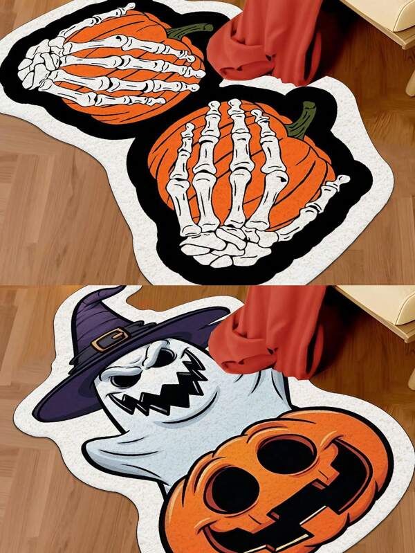 1 Stück Halloween Küchenfußmatte, Halloween Imitation Kaschmir Matte, Heim Schlafzimmer und Wohnzimmer Dekorations Matte, hautfreundlich und einfach zu pflegen Teppich, geeignet für Schlafzimmer und Wohnzimmer Einsatz