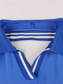 女士夏季街头风无袖V领露背连体裤 - 藍色 - 查看 6