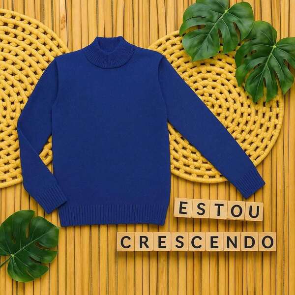 Blusa de Lã Lisa Infantil Menino Gola Alta Cacharrel Inverno Quente Estilosa