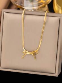 UHBINYCA Collar de clavícula en forma de lazo de acero inoxidable, joyería de personalidad, accesorio de fiesta para chica, cadena tipo hueso de serpiente
