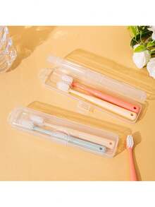 1 pieza/2 piezas/5 piezas Estuches portátiles transparentes para pinceles de maquillaje - Diseño con tapa abatible montada en la pared, estuche de cosméticos portátil a prueba de polvo con gancho colgante, decoración de habitación, bolsas, bolsa de maquillaje, tocador, viaje, bolsa de maquillaje, organizador, almacenamiento, artículo de viaje esencial, organizador de maquillaje, bolsas de maquillaje, neceser