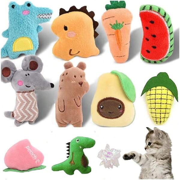 4/8/12 Stücke Plüsch Katzenminze Spielzeug, Angstlinderung für Katzen in Innenräumen, Zahnreinigung, Verdauungsförderung, interaktives Spielzeug aus weichem Material, mit Katzenminze angereichert für verstärkte Anziehung, mit Kick- und Schlagfunktion, zur Unterhaltung und Stimulation von Katzen in Innenräumen