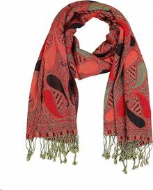 Paisley Pashmina Scarf For Women PASKMLNA - A18-12 Red-black - View 2