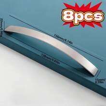 8件光滑抛光镍拉丝橱柜把手 | 现代欧美风格，铝合金抽屉拉手 | 衣柜和门装饰的极简五金 - 彩色 - 查看 12