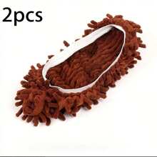 2pcs Washable & Reusable Super Soft Microfiber Floor Cleaning Slippers, Suitable For Cleaning Bathroom, Kitchen And Bedroom, Also Good As Party Decoration Shoe Covers