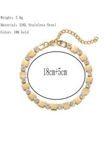 1pc Stainless Steel Sparkles Coffee Bean Design Bracelet, Minimalist Unique Pig Snout Cubic Zirconia Jewelry Accessory