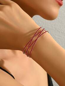 1 件女士多层十字交叉开口水钻手链，优雅的日常配饰