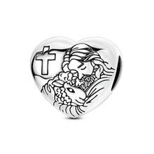 1 Pc 925 Sterling Silver Jesus & Fish Charm Pendant - Holy Light Religious Jewelry For Women, Cross Symbol Blessing Gift (Baptism/First Communion/Christmas)