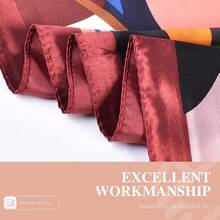35 Inches Silk Head Scarf-Satin Hair Scarves Silk Bandana Scarf Headscarf For Women's Fashion Scarveshalloween - 七彩向日葵-酒紅色 - 查看 2
