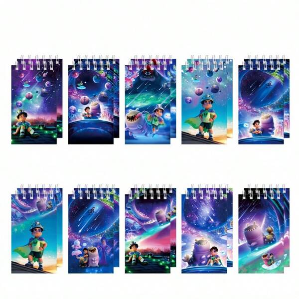 Disney 1/5/10 PCS, Earth Cord Notebook, Music Notebook, Cartoon Needlework Theme Mini Spiral Notebook, Cute Cartoon Design, Smooth Surface, Unisex Daily Planner And Homework Journal.