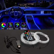 Innenraum-LED-Lichtleiste mit Fernbedienung für Auto, Auto-Neonlicht synchronisiert mit Musik, Innenraum-Ambientebeleuchtungs-Kit für Fahrzeugzubehör