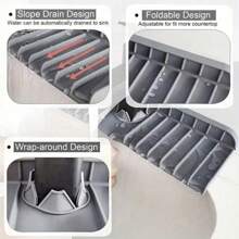 Silicone Kitchen Sink Organizer & Splash Guard - Multi-Functional Draining Tray For Sponge, Soap Dispenser And Cleaning Tools, 5° Incline Design For Faster Drainage, Leak-Proof Countertop Protection, Bathroom Storage | High Rim Organizer | Silicone Sink Mat