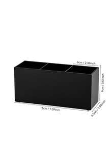 1pc Acrylic Pen Holder, Plastic Transparent 3-Compartment Desktop Organizer Box, Makeup Brush & Cosmetic Storage Bag,Room Decor, Bags,Makeup Bag,Vanity,Travel,Make Up Bag,Travel Essentials,Organizer,Storage,Travel Essential,Makeup Organizer,Makeup Bags,Make Up Organizer,Organiser,Toiletry Bag,Desk Organiser,Cosmetic Bag,Makeup Pouch,Make Up Organize,Vanity Accessories,Make Up Pouch,Make Up Bags,Jewellery Box,Pouch,Makeup Brush Holder,Brush Holder,Perfume Organiser,Pouch Bag,Gifts For Women,Christmas Gifts,Gift Ideas For Women - Black - View 2