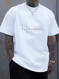 Men's Fashion Letter Print Round Neck Short Sleeve Casual T-Shirt