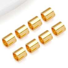 100 peças de contas de crimpagem para fabricação de joias, contas de crimpagem de latão banhadas a ouro 18K, tampas de cordão, contas de rolha soltas, contas de crimpagem de tubo para brincos, colares, pingentes, fabricação de joias faça você mesmo