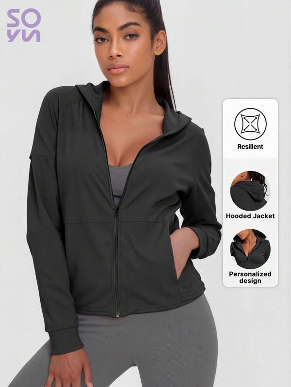 Soyun Women's Sports Jacket Loose Top Hooded Cardigan Suitable For Outdoor Activities Travel Home Casual Party Office Gym