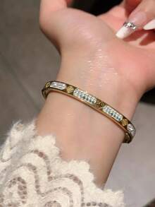 1pc Exquisite 18K Gold-Plated Stainless Steel Fashion Bracelet, Waterproof Women Jewelry - Bracelet - View 21