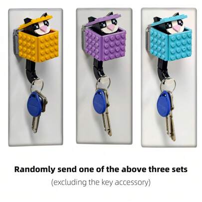 Gravity Cat Dog Key Holder Building Blocks Interactive Desk Decor With Moving Kitty Creative Gift For Cat Lovers Mothers Day