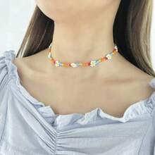 1 pièce Nouveau collier de perles de riz de mode coréenne délicate, collier à chaîne de clavicule minimaliste, bijou pour un port quotidien