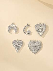 4 piezas de colgantes con forma de corazón de 24K con zirconia y baño de cobre chapado en lujo, material para hacer joyas como collares, brazaletes y pendientes