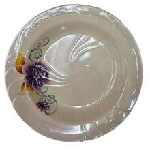 Kit de 6 Pratos Fundo Branco de Plástico Com Estampa de Flor de 23cm Reutilizável