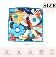 35 Inches Silk Head Scarf-Satin Hair Scarves Silk Bandana Scarf Headscarf For Women's Fashion Scarveshalloween - 彩色向日葵-藍色 - 查看 5